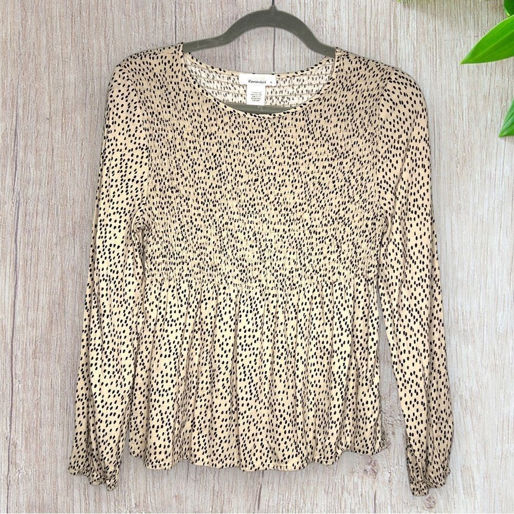Urban Romantics | Smocked Animal Print Babydoll Top Medium